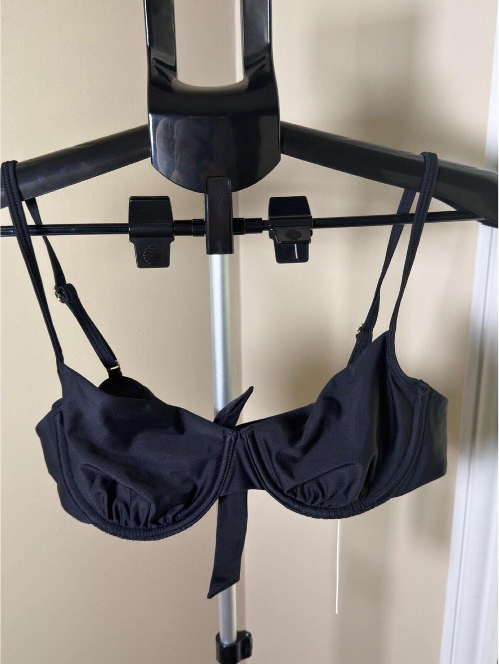 Quince NWT Black Underwire Tie Back Bikini Set Size Medium